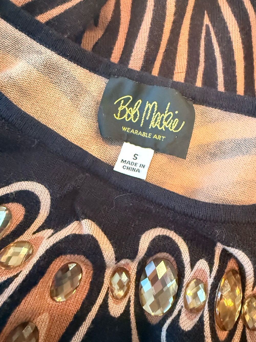 Bob Mackie Jeweled Animal Print Sweater - Picture 2 of 6